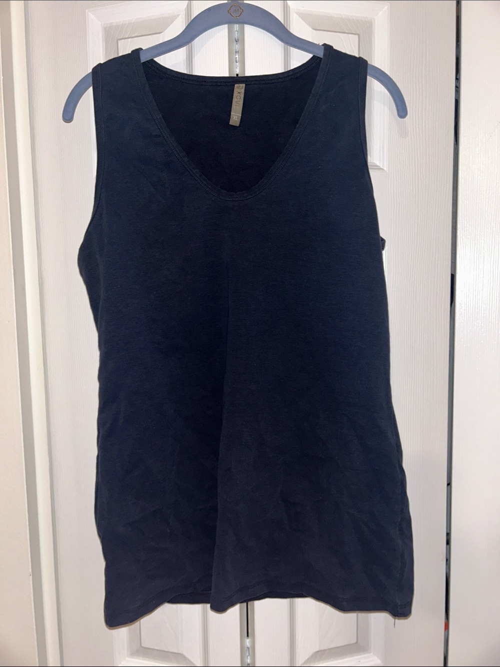 XCVI Classic Sleeveless Navy Tank Top 100% Cotton Elevated Basics XL